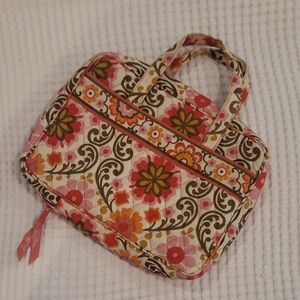 Vera Bradley Quilted Floral Cosmetic Case in Pink, Cream, Olive and Orange